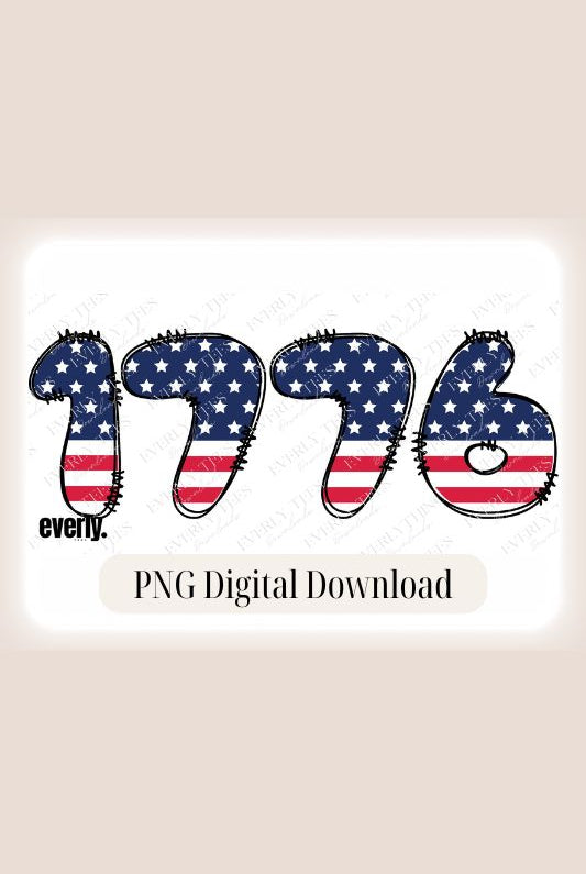 1776 USA Flag lettering PNG sublimation digital download design, watermark image. 