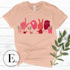 Express love in a unique way with our downloadable PNG sublimation t-shirt design! Featuring American Sign Language (ASL) hands spelling 'Love' adorned with beautiful flowers on a peach shirt. 
