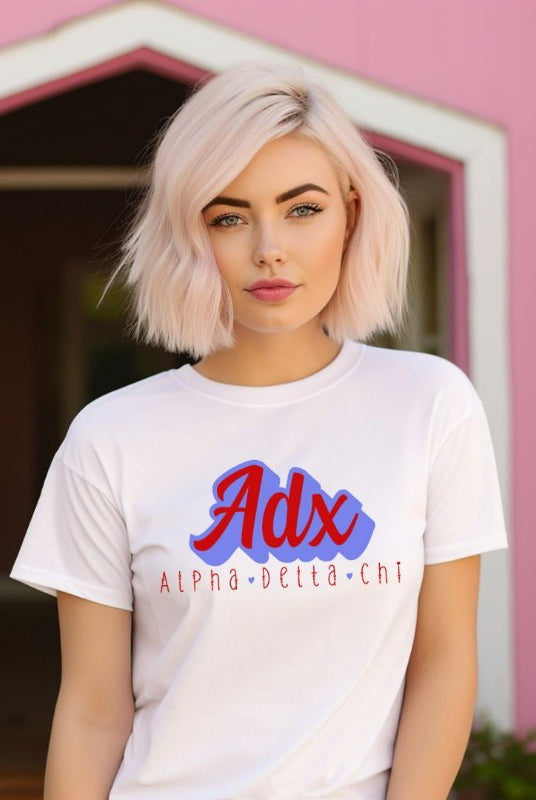 Alpha Delta Chi Adx PNG sublimation digital download design, on a white graphic tee.