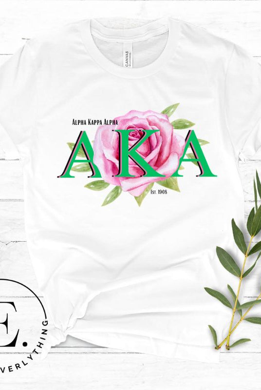 Unleash your Kappa Alpha Kappa sisterhood with our exclusive sublimation t-shirt download. Featuring the sorority's letters and the delicate pink tea rose on a white shirt. 