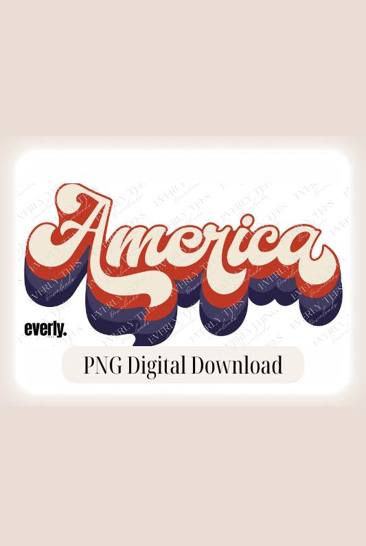 America in retro lettering PNG sublimation digital download design, watermark image. 