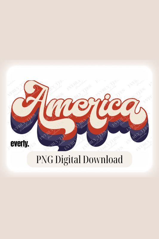 America in retro lettering PNG sublimation digital download design, watermark image. 