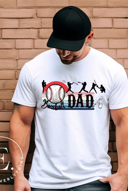 Show your pride as a Baseball Dad with our exclusive PNG sublimation download file. Create personalized apparel and accessories that celebrate your role. An example on a white shirt. 