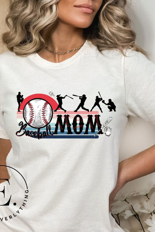 Step back in time with our retro-inspired PNG sublimation download for a baseball mom shirt. This vintage design exudes nostalgia and celebrates the timeless spirit of baseball. An example on a white shirt. 