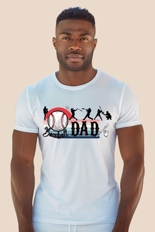 Baseball Dad PNG Sublimation Design on a white graphic tee