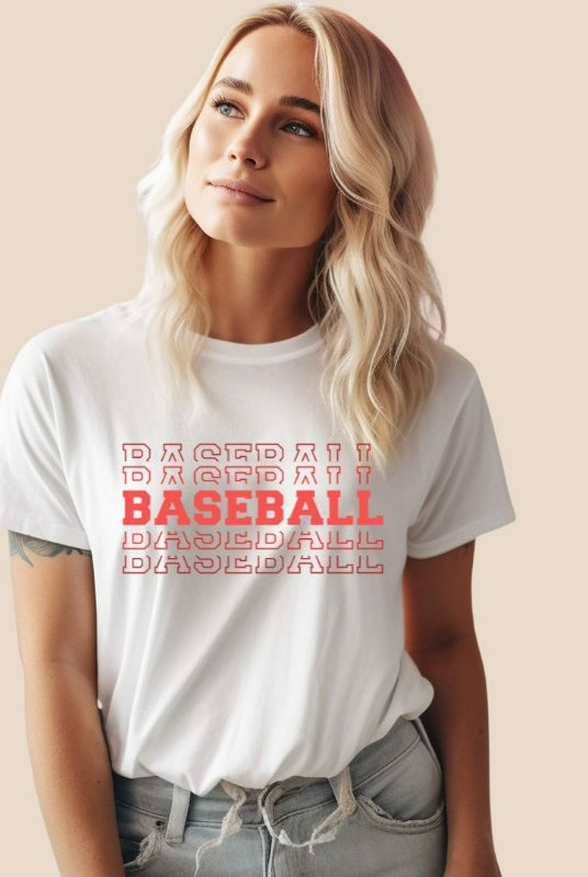Baseball Sports Lettering PNG Sublimation Design on a white graphic tee
