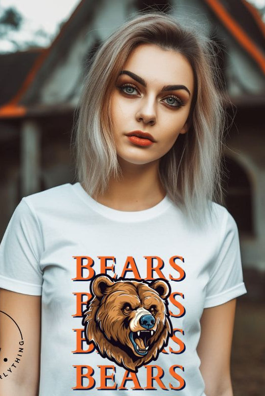 Roar into the game day spirit with our Bella Canvas 3001 unisex graphic tee! Unleash your love for the Chicago Bears with our exclusive design featuring a fierce bear illustration and the spirited mantra "Bears Bears Bears Bears" on a white shirt. 