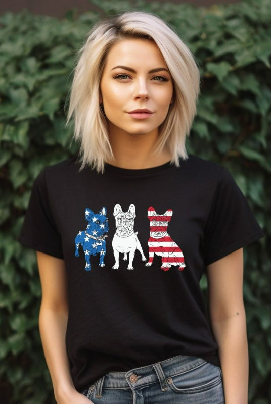 USA Boston Terriers PNG sublimation digital download design, on a black graphic tee.