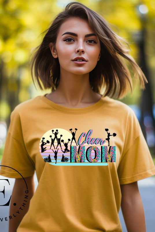 Elevate your cheer mom style with our pastel-colored PNG sublimation download. Create a personalized cheer mom shirt that showcases your support in soft and trendy hues. With high-quality graphics, this digital file is perfect for DIY projects. Download now and cheer on your athlete with a touch of elegance. PNG example on a yellow shirt. 