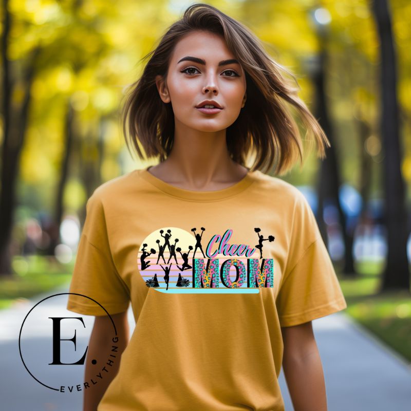 Elevate your cheer mom style with our pastel-colored PNG sublimation download. Create a personalized cheer mom shirt that showcases your support in soft and trendy hues. With high-quality graphics, this digital file is perfect for DIY projects. Download now and cheer on your athlete with a touch of elegance. PNG example on a yellow shirt. 