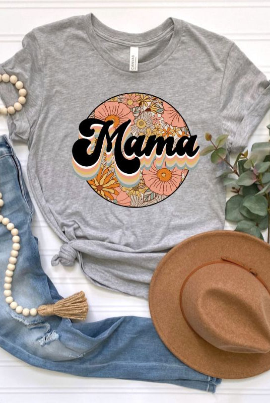 Grey Mama Floral Graphic Tee - Mama Shirts, Mom Shirts | Grey Graphic Tees