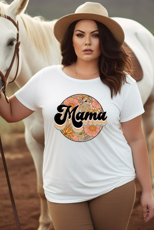 White Mama Floral Graphic Tee - Mama Shirts, Mom Shirts | White Graphic Tees