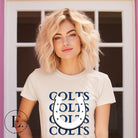 Horseshoe luck meets game day charm! Elevate your Colts pride with our Bella Canvas 3001 unisex tee featuring the spirited mantra "Colts Colts Colts Colts Colts" and a horseshoe illustration on a soft cream shirt. 