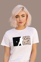 Softball cheetah print logo PNG Sublimation digital download design, on a white graphic tee. 