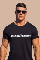 United States Made in America PNG sublimation digital download design, on a black graphic tee. 