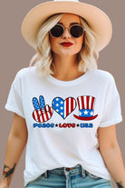 Peace Love USA PNG Sublimation Digital Download design, on a white graphic tee. 