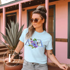 Flaunt your Delta Delta Delta sisterhood with our downloadable PNG sublimation t-shirt design! Featuring the sorority letters and the beautiful pansy on ice blue shirt. 