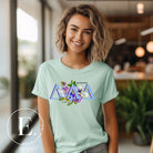 Flaunt your Delta Delta Delta sisterhood with our downloadable PNG sublimation t-shirt design! Featuring the sorority letters and the beautiful pansy on mint shirt. 