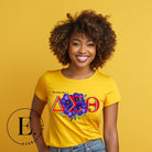 Elevate your Delta Sigma Theta spirit with our exclusive sublimation t-shirt design. The design features the sorority's letters and the beautiful African violet on a yellow shirt. 