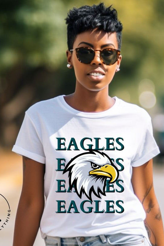 Get ready to soar high with our Bella Canvas 3001 unisex graphic t-shirt! Show your love for the Philadelphia Eagles NFL football team with our "Eagles Eagles Eagles Eagles" tee featuring a majestic American Eagle illustration on a white shirt.