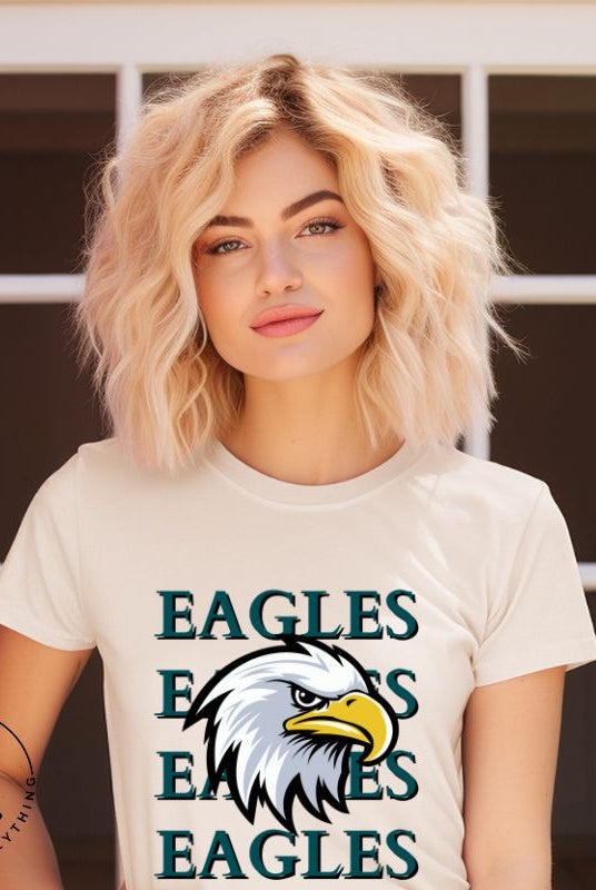 Get ready to soar high with our Bella Canvas 3001 unisex graphic t-shirt! Show your love for the Philadelphia Eagles NFL football team with our "Eagles Eagles Eagles Eagles" tee featuring a majestic American Eagle illustration on a soft cream  shirt. 