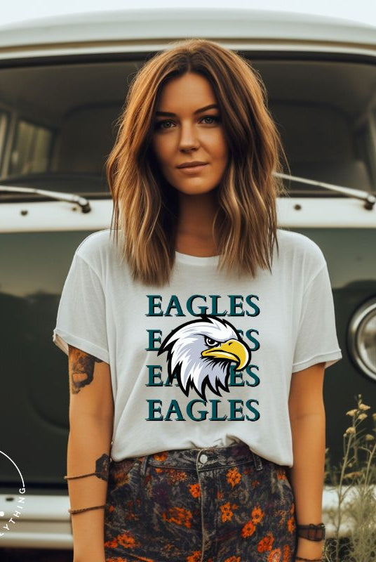 Get ready to soar high with our Bella Canvas 3001 unisex graphic t-shirt! Show your love for the Philadelphia Eagles NFL football team with our "Eagles Eagles Eagles Eagles" tee featuring a majestic American Eagle illustration on a white shirt. 