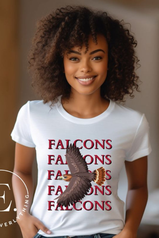 Get ready to soar with style in our Bella Canvas 3001 unisex graphic t-shirt! Featuring a bold Falcon illustration, on a white shirt. 