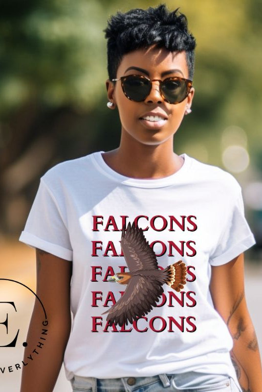 Get ready to soar with style in our Bella Canvas 3001 unisex graphic t-shirt! Featuring a bold Falcon illustration, on a white shirt.