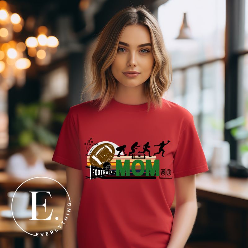 Show off your team spirit with our PNG sublimation download for a football mom shirt. Create a personalized and stylish shirt that proudly represents your role as a dedicated football mom. Perfect for game days or everyday wear. PNG on a red shirt. 