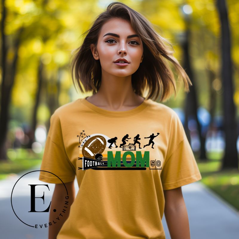 Show off your team spirit with our PNG sublimation download for a football mom shirt. Create a personalized and stylish shirt that proudly represents your role as a dedicated football mom. Perfect for game days or everyday wear. PNG on a yellow shirt. 