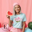 Unleash your Gamma Phi Beta pride with our premium sublimation t-shirt download. Showcasing the sorority's letters and the vibrant pink carnation on an ice blue shirt. 