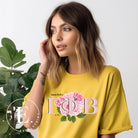 Unleash your Gamma Phi Beta pride with our premium sublimation t-shirt download. Showcasing the sorority's letters and the vibrant pink carnation on a yellow shirt. 