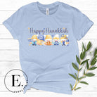Get ready for Hanukkah with our charming gnome PNG sublimation design! This downloadable artwork features cheerful gnomes celebrating Hanukkah, on a light blue shirt. 