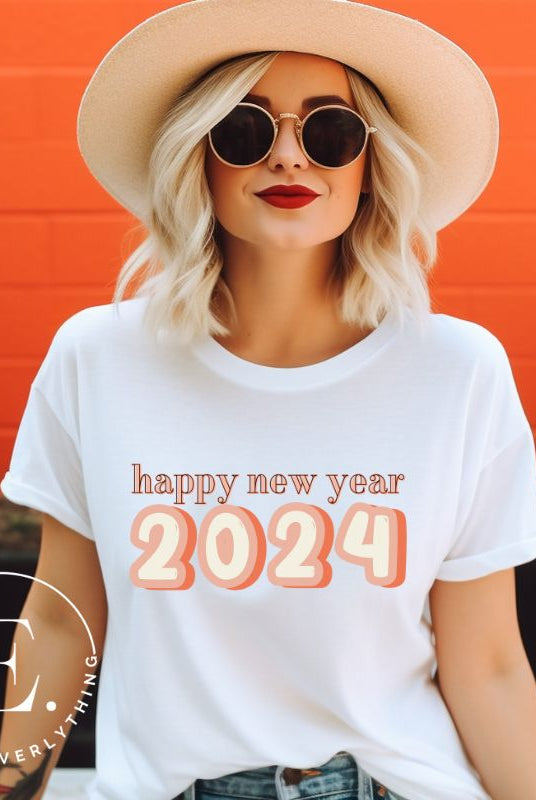 Welcome 2024 in style with our exclusive Happy New Year shirt design! Featuring vibrant graphics and festive typography, this high- quality on a white shirt. 