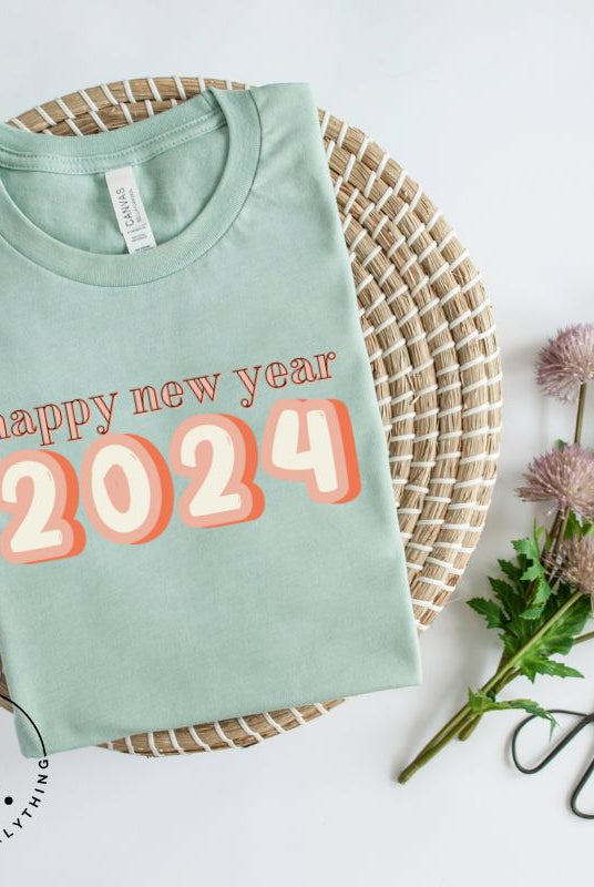 Welcome 2024 in style with our exclusive Happy New Year shirt design! Featuring vibrant graphics and festive typography, this high- quality on a mint shirt. 