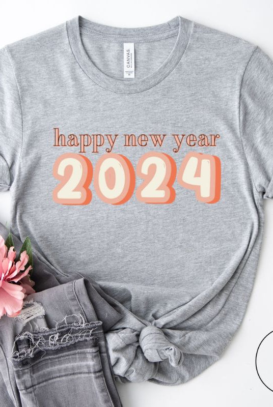Welcome 2024 in style with our exclusive Happy New Year shirt design! Featuring vibrant graphics and festive typography, this high- quality on a grey shirt. 