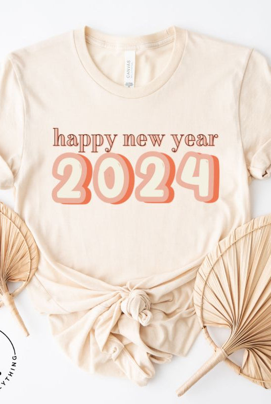 Welcome 2024 in style with our exclusive Happy New Year shirt design! Featuring vibrant graphics and festive typography, this high- quality on a tan shirt. 