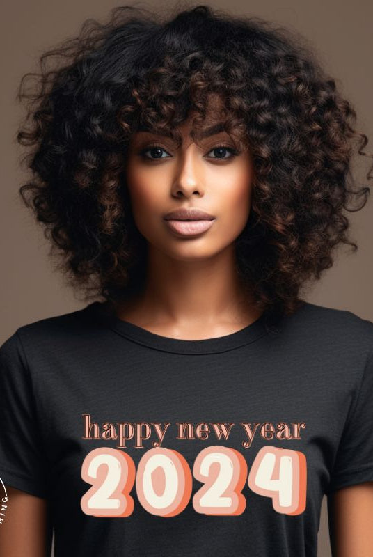Welcome 2024 in style with our exclusive Happy New Year shirt design! Featuring vibrant graphics and festive typography, this high- quality on a black shirt. 
