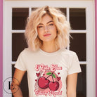 Express your affection with our charming Valentine's Day shirt! Featuring adorable cherries and the sweet message " I Love You Cherry Much," on a soft cream shirt. 