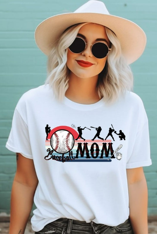 Baseball Mom PNG Sublimation Design on a white graphic tee