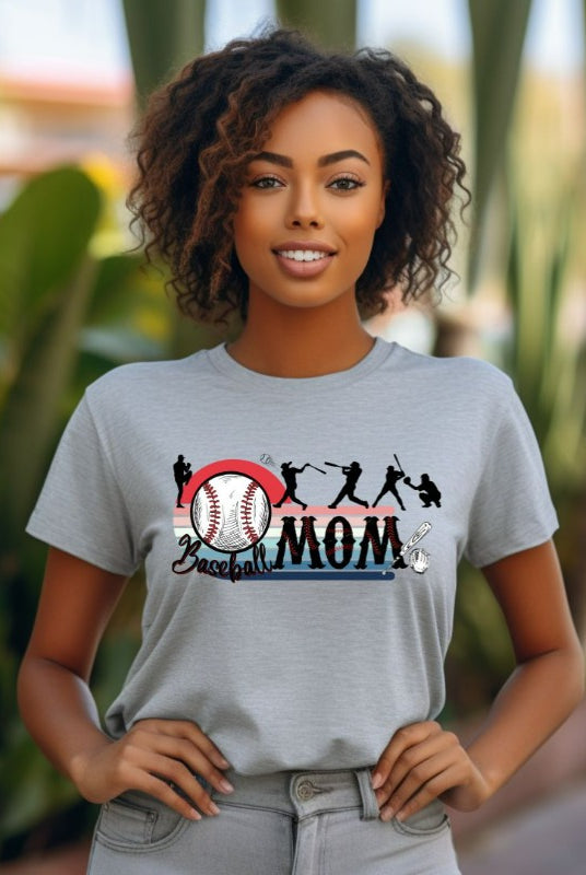 Baseball Mom PNG Sublimation Design on a white graphic tee