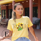 Get ready to show your Kappa Alpha Theta pride with our stunning sublimation t-shirt download featuring the sorority's letters and the elegant black and gold pansy on a yellow shirt. 