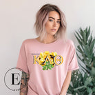 Get ready to show your Kappa Alpha Theta pride with our stunning sublimation t-shirt download featuring the sorority's letters and the elegant black and gold pansy on a pink shirt. 