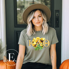 Get ready to show your Kappa Alpha Theta pride with our stunning sublimation t-shirt download featuring the sorority's letters and the elegant black and gold pansy on an olive colored shirt. 