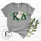 Show off your Kappa Delta sisterhood with our special sublimation t-shirt download. This design showcases the sorority's letters and the beautiful white rose on a grey shirt. 