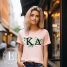 Show off your Kappa Delta sisterhood with our special sublimation t-shirt download. This design showcases the sorority's letters and the beautiful white rose on a pink shirt. 
