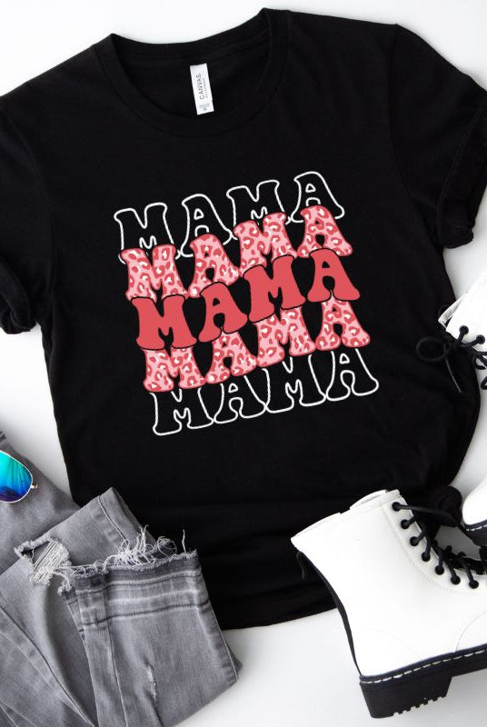 Black Mama Mama Mama Mama Pink Cheetah Print Graphic Tee - Mama Shirts, Mom Shirts | Graphic Tees, Black Graphic Tees