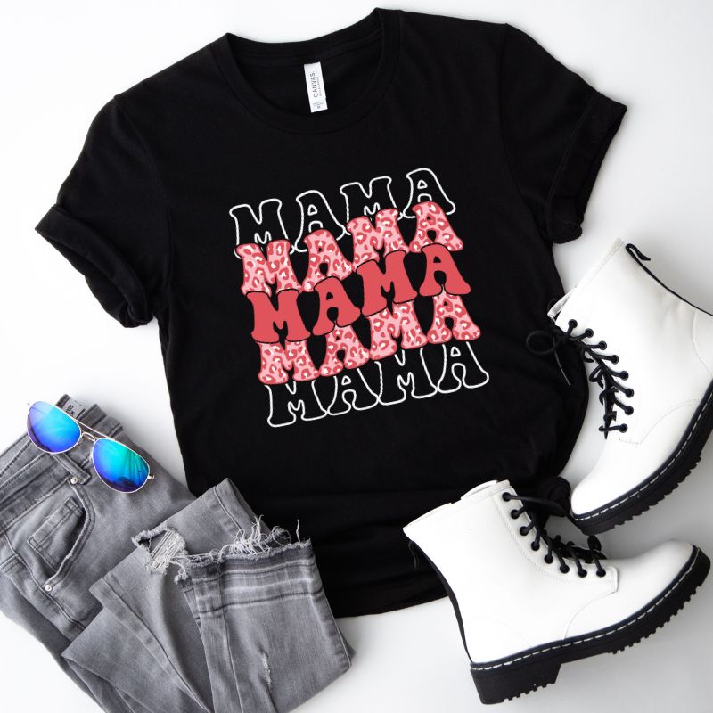 Black Mama Mama Mama Mama Pink Cheetah Print Graphic Tee - Mama Shirts, Mom Shirts | Graphic Tees, Black Graphic Tees