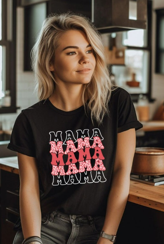 Black Mama Mama Mama Mama Pink Cheetah Print Graphic Tee - Mama Shirts, Mom Shirts | Graphic Tees, Black Graphic Tees