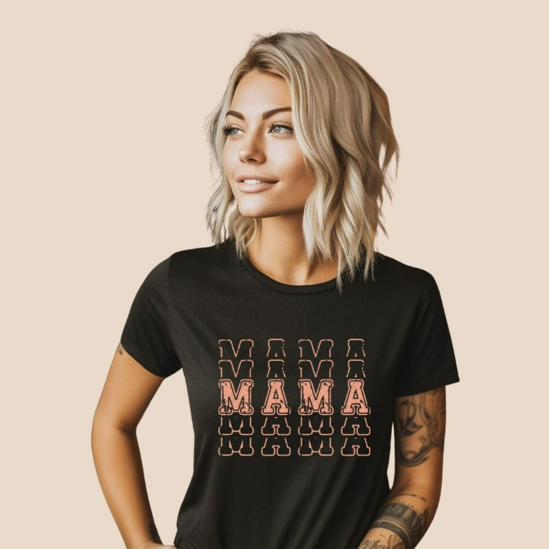 "Mama" Sports Lettering Graphic Tee - Black Graphic Tee for Moms | Mama Shirts, Mom Shirts